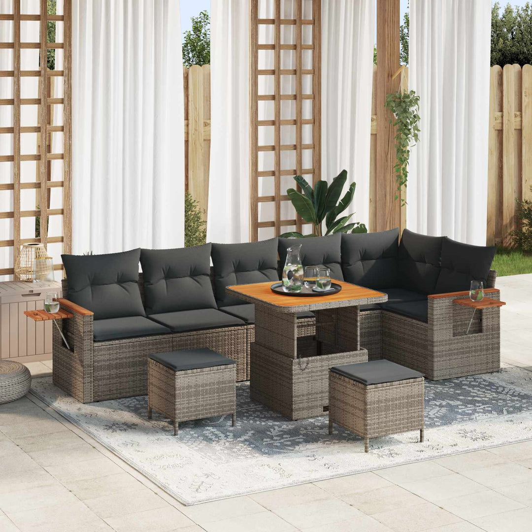 Havesofa Sæt 9 stk. Grå polyrattan