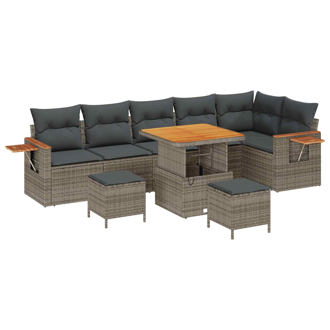 Havesofa Sæt 9 stk. Grå polyrattan