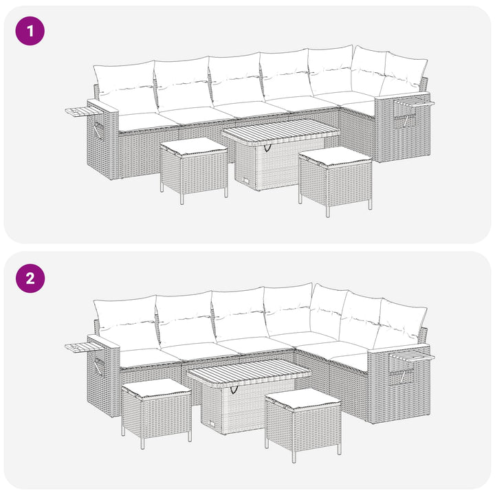 Havesofa Sæt 9 pcs Sort polyrattan