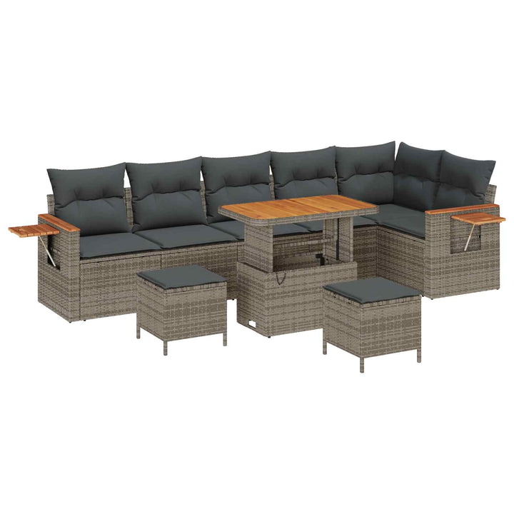 Havesofa Sæt 9 pcs Grå polyrattan