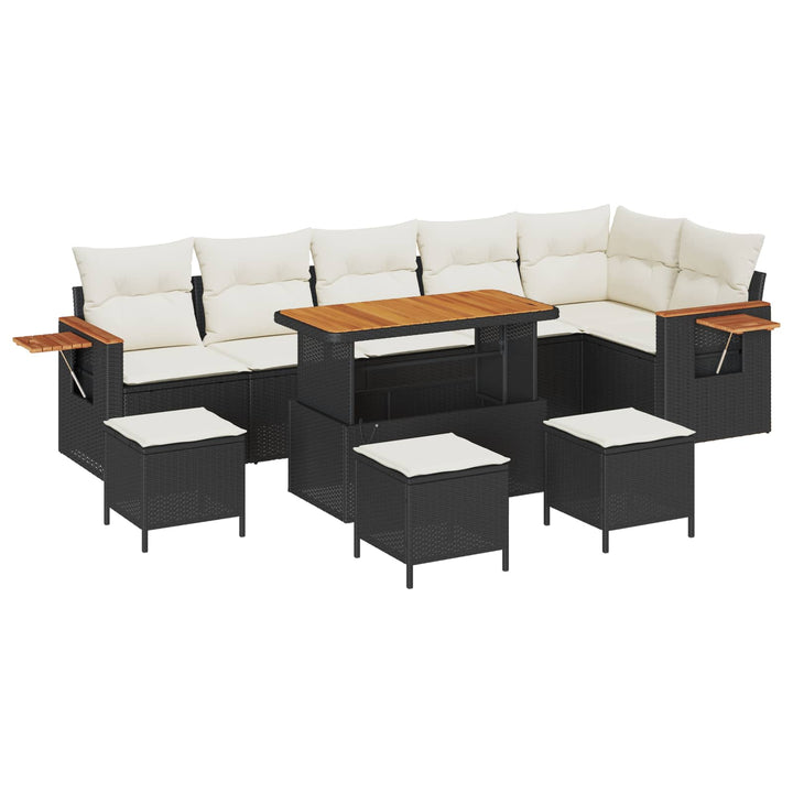 Havesofa Sæt 10 pcs Sort polyrattan