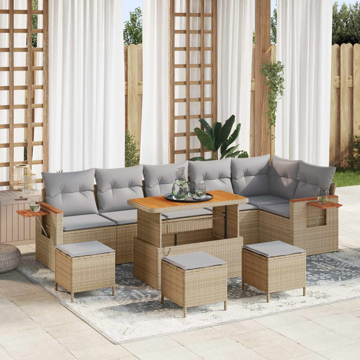 Havesofa Sæt 10 pcs Beige polyrattan