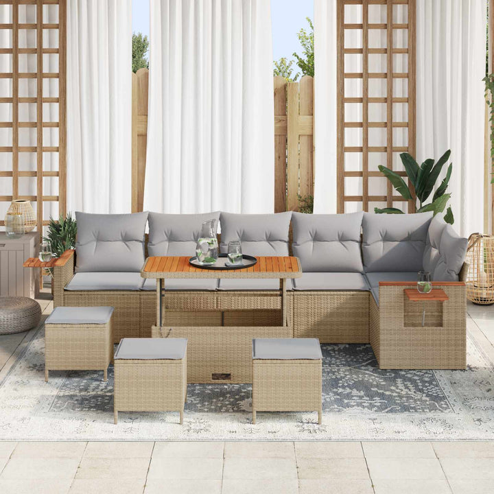 Havesofa Sæt 10 pcs Beige polyrattan