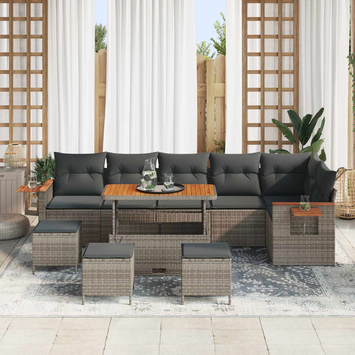 Havesofa Sæt 10 pcs Grå polyrattan