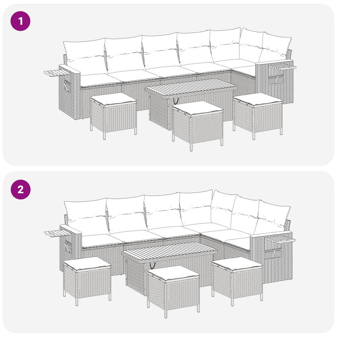 Havesofa Sæt 10 pcs Grå polyrattan