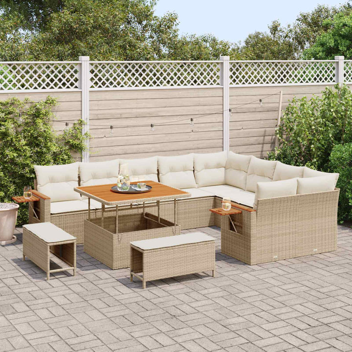 Havesofa Sæt 12 pcs Beige polyrattan