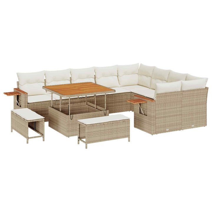 Havesofa Sæt 12 pcs Beige polyrattan