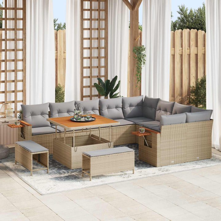 Havesofa Sæt 12 pcs Beige polyrattan