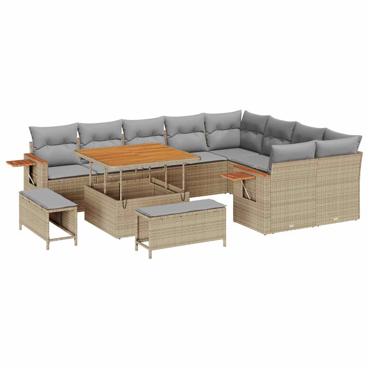 Havesofa Sæt 12 pcs Beige polyrattan