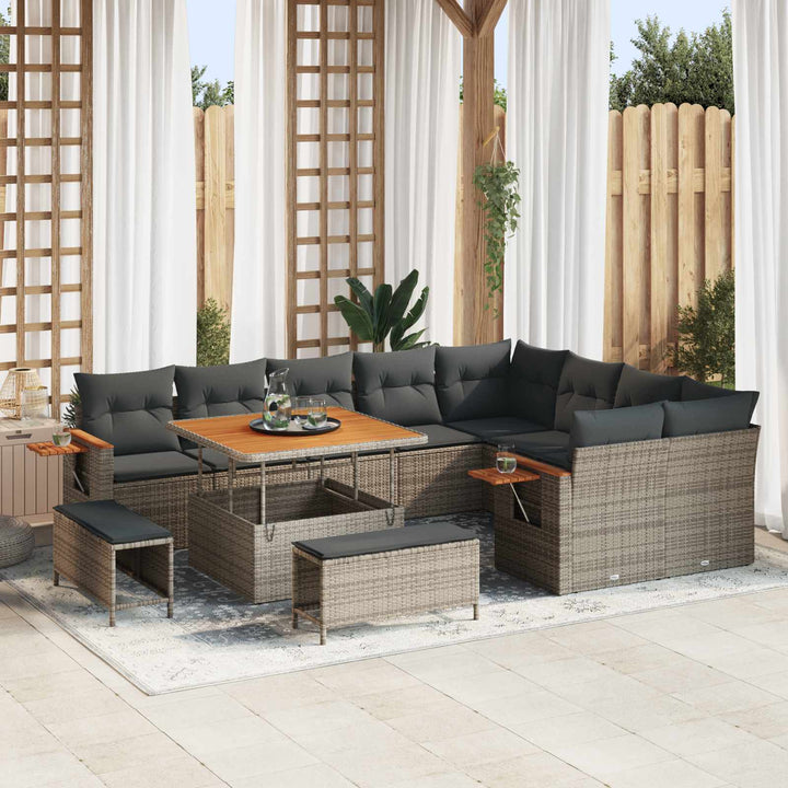 Havesofa Sæt 12 pcs Grå polyrattan