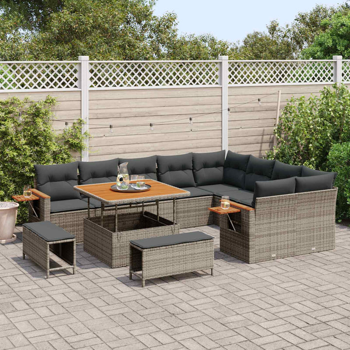 Havesofa Sæt 12 pcs Grå polyrattan