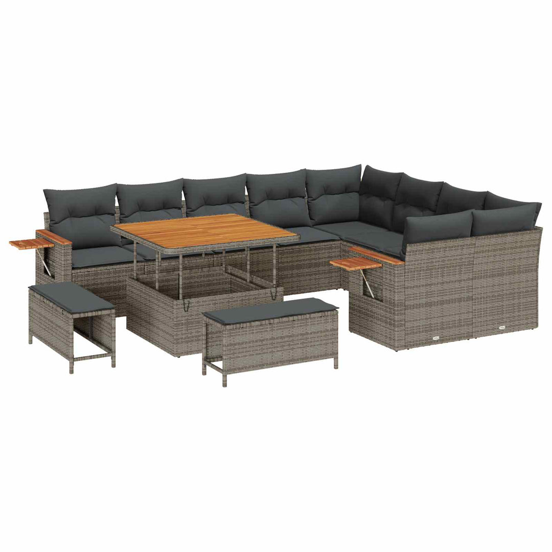 Havesofa Sæt 12 pcs Grå polyrattan