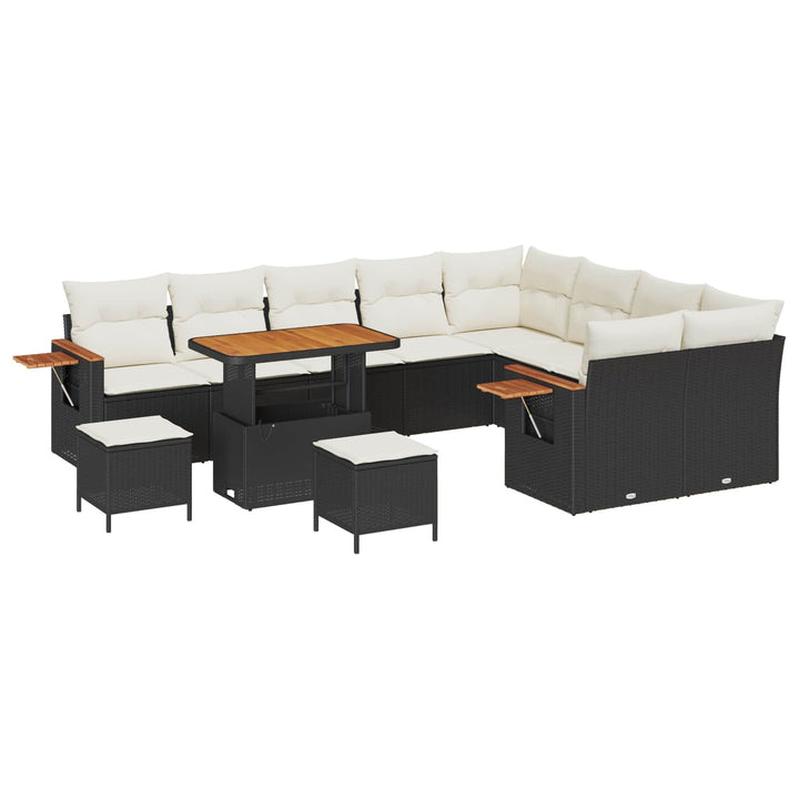 Havesofa Sæt 12 pcs Sort polyrattan
