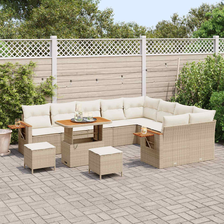 Havesofa Sæt 12 pcs Beige polyrattan