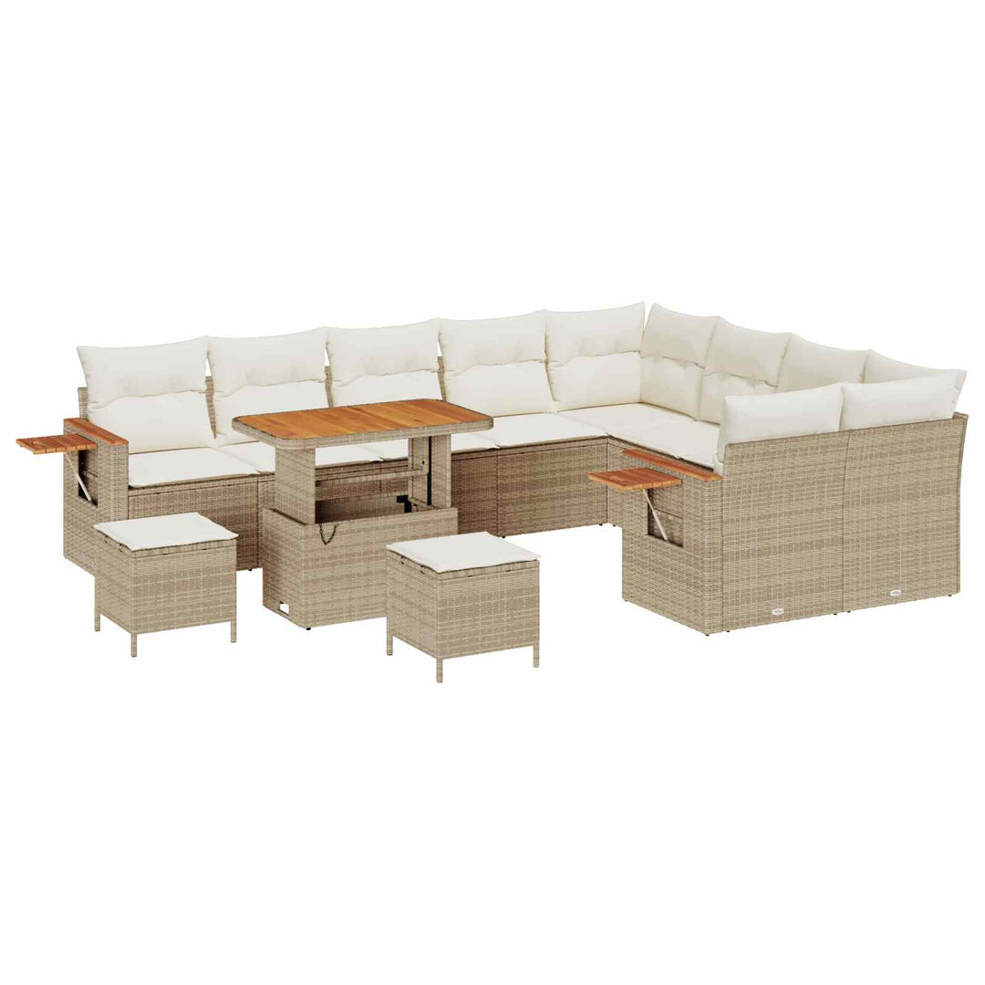 Havesofa Sæt 12 pcs Beige polyrattan
