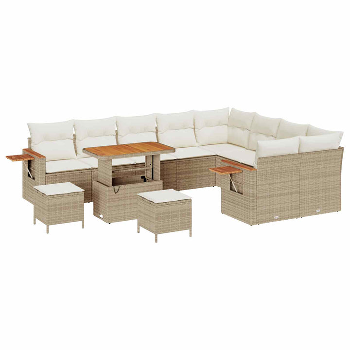 Havesofa Sæt 12 pcs Beige polyrattan