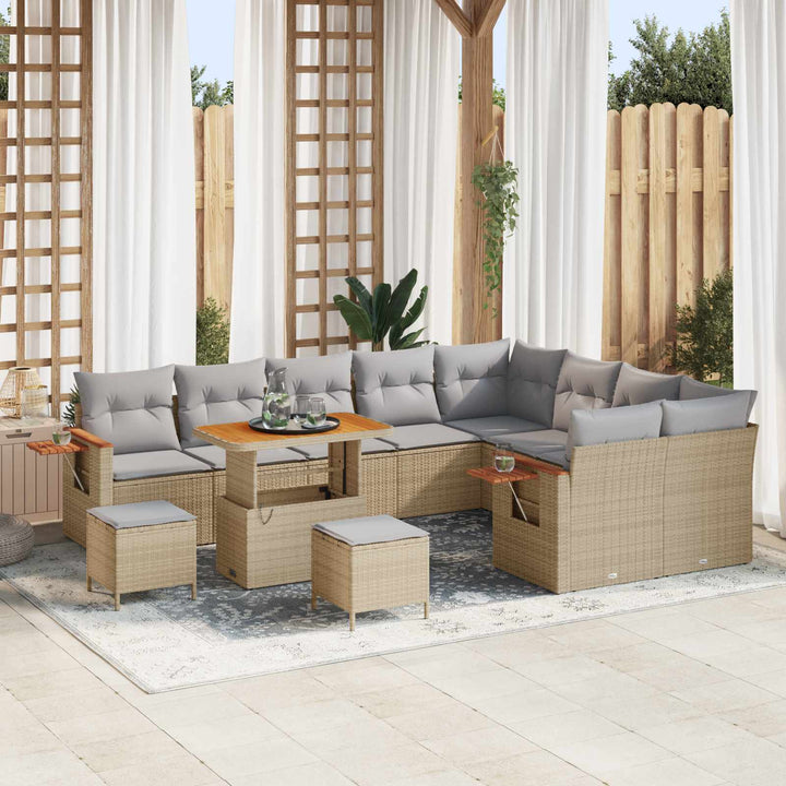 Havesofa Sæt 12 pcs Beige polyrattan