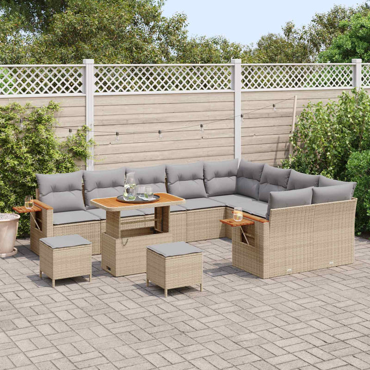 Havesofa Sæt 12 pcs Beige polyrattan
