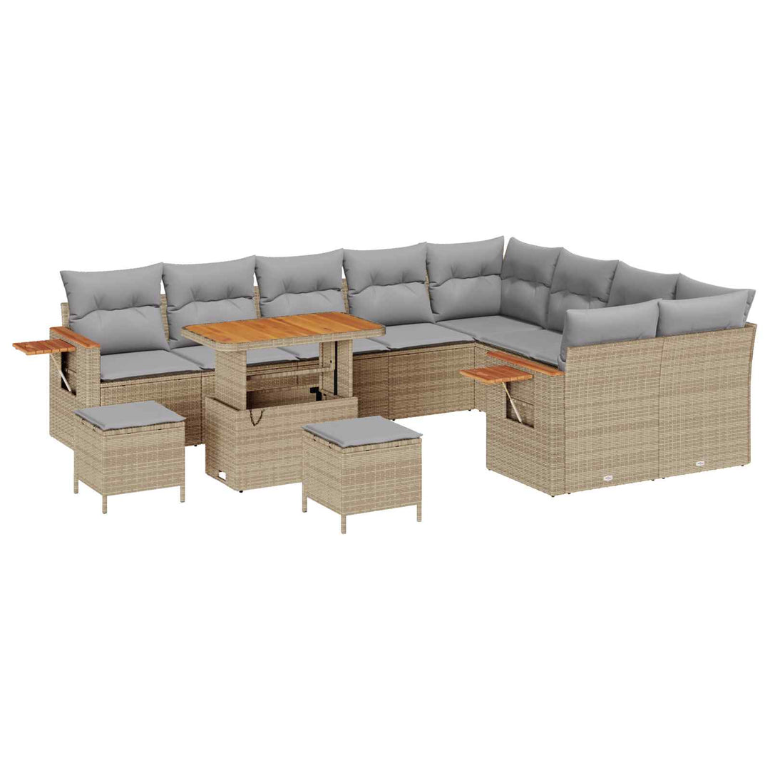 Havesofa Sæt 12 pcs Beige polyrattan