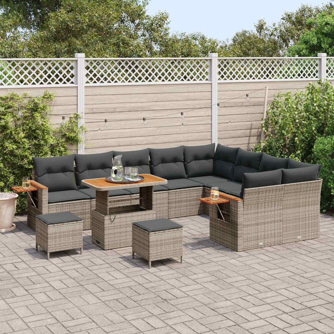 Havesofa Sæt 12 pcs Grå polyrattan