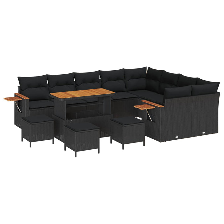 Havesofa Sæt 13 pcs Sort polyrattan