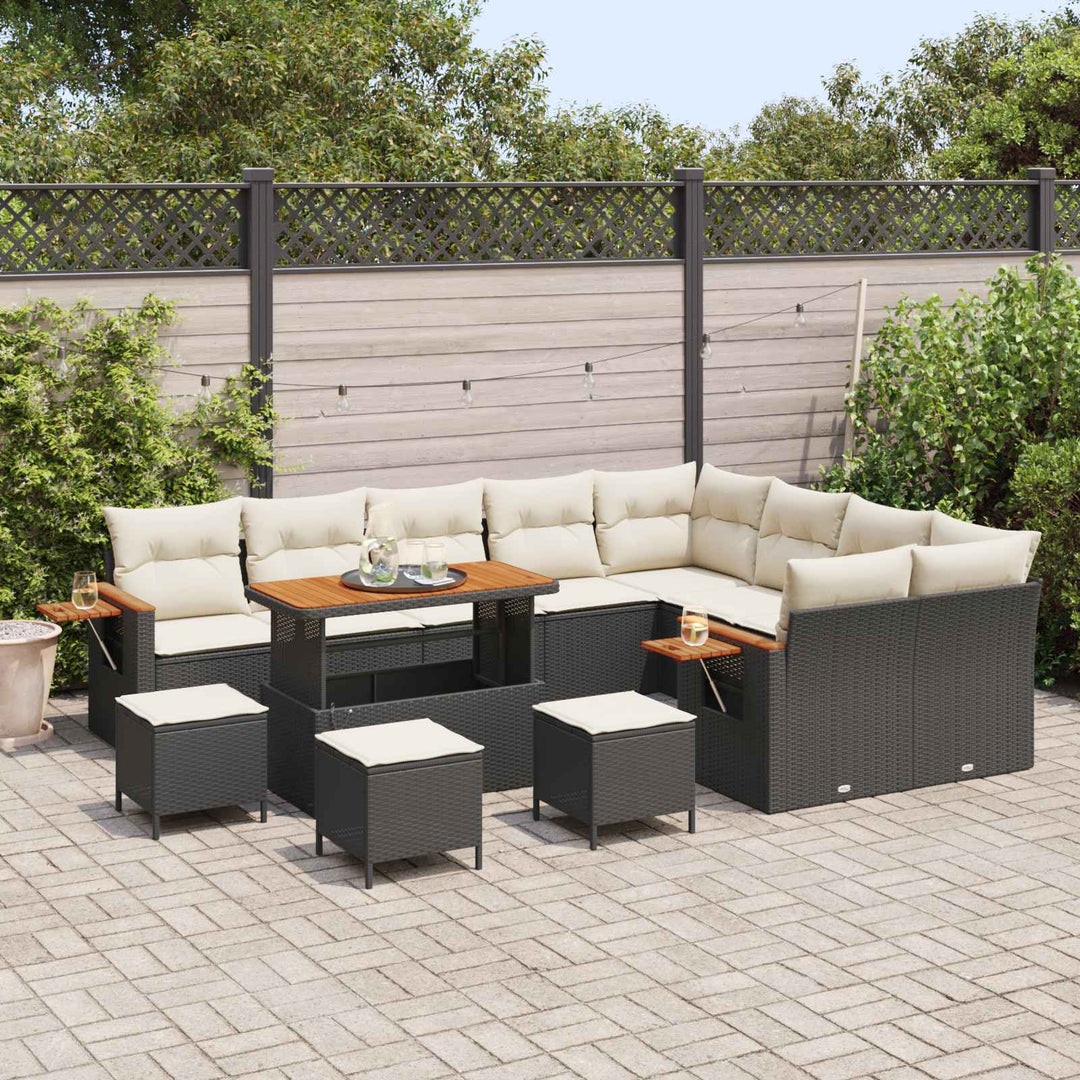 Havesofa Sæt 13 pcs Sort polyrattan