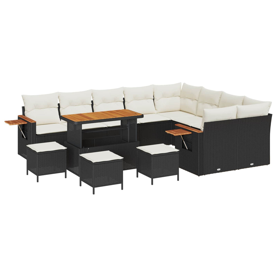 Havesofa Sæt 13 pcs Sort polyrattan