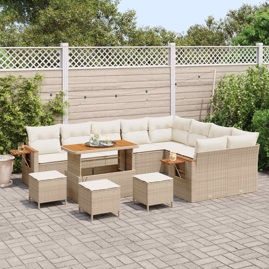 Havesofa Sæt 13 pcs Beige polyrattan