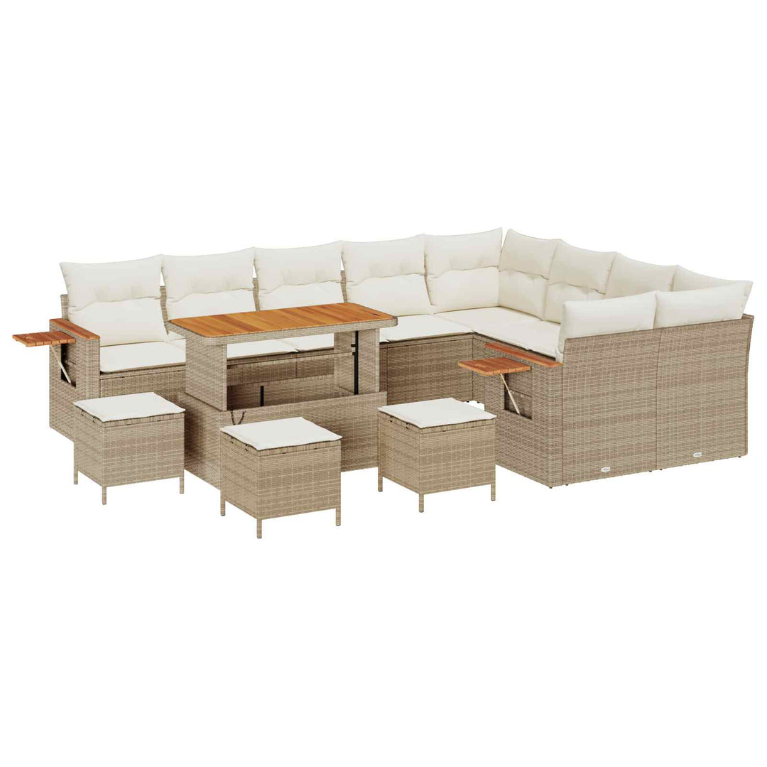 Havesofa Sæt 13 pcs Beige polyrattan