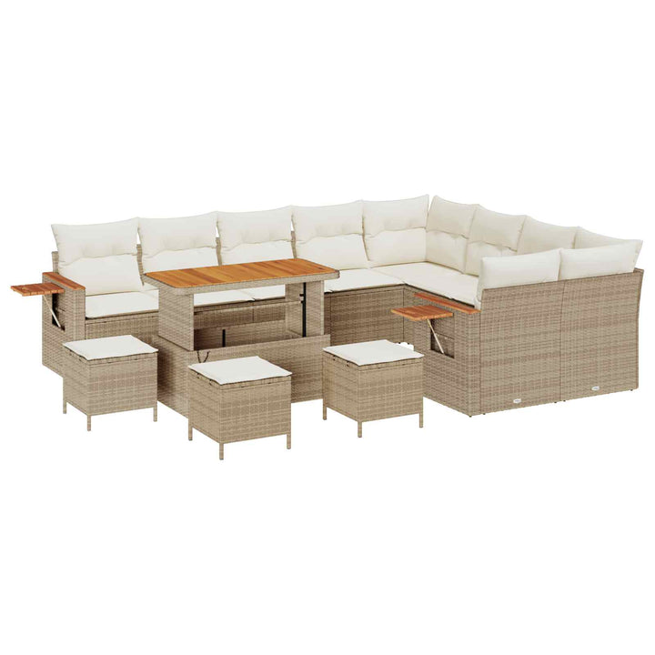 Havesofa Sæt 13 pcs Beige polyrattan