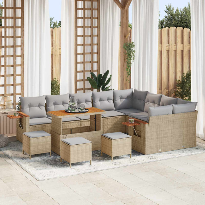 Havesofa Sæt 13 pcs Beige polyrattan