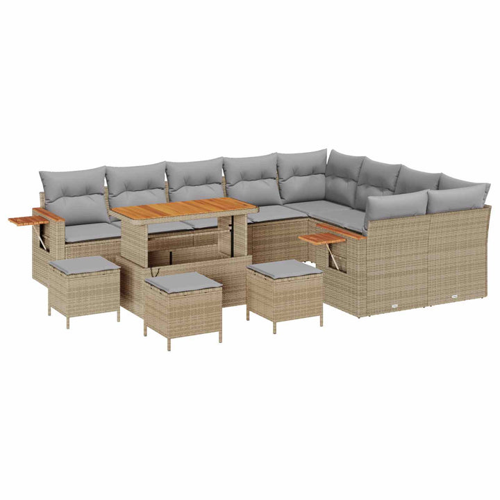 Havesofa Sæt 13 pcs Beige polyrattan