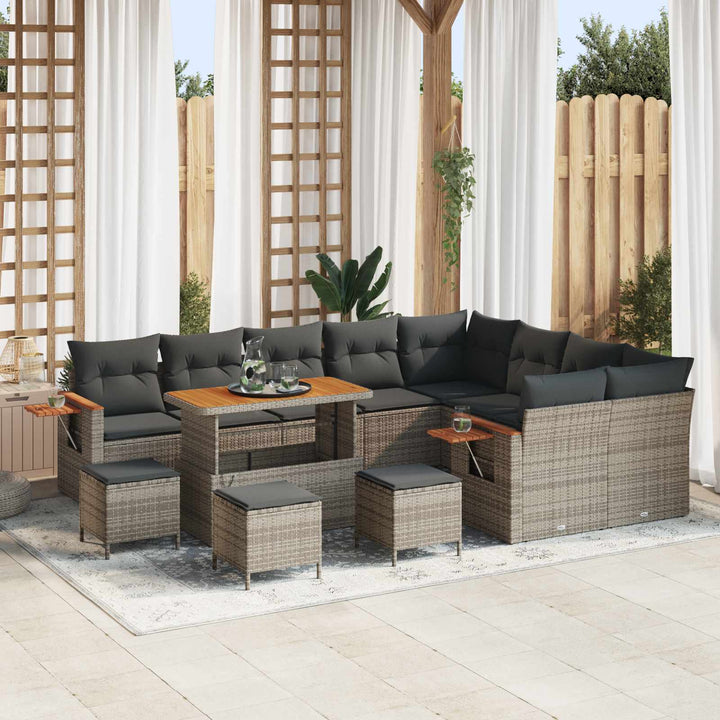 Havesofa Sæt 13 pcs Grå polyrattan