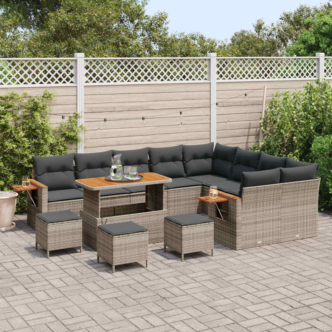 Havesofa Sæt 13 pcs Grå polyrattan