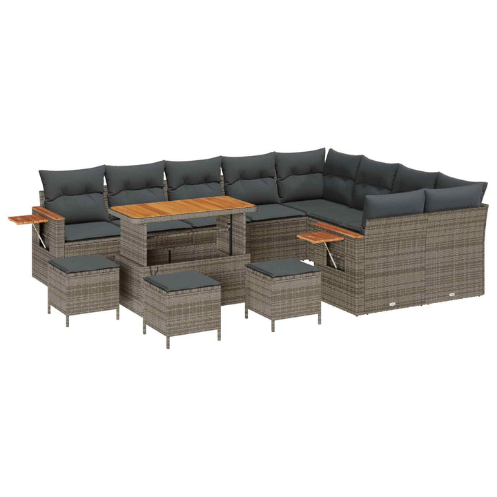Havesofa Sæt 13 pcs Grå polyrattan