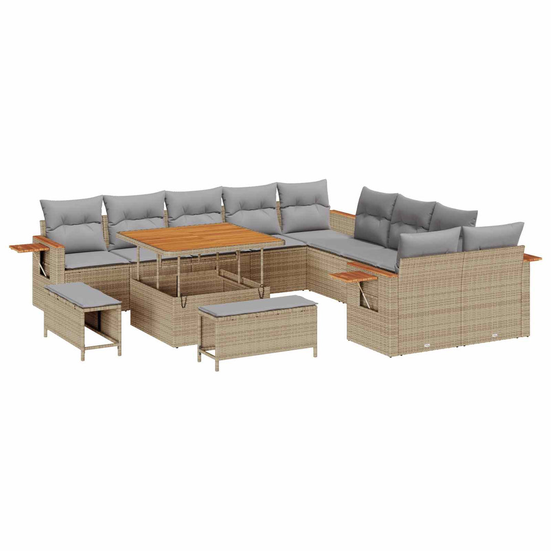 Havesofa Sæt 13 pcs Beige polyrattan