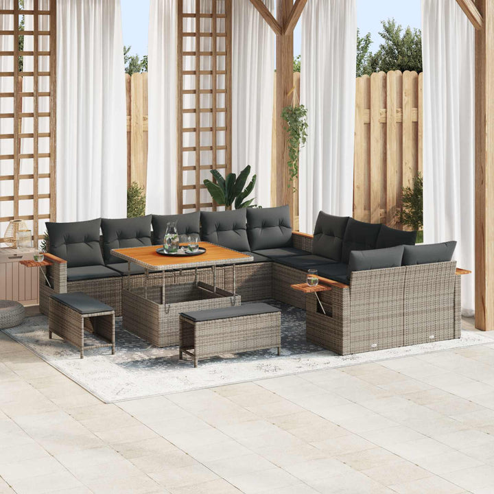 Havesofa Sæt 13 pcs Grå polyrattan