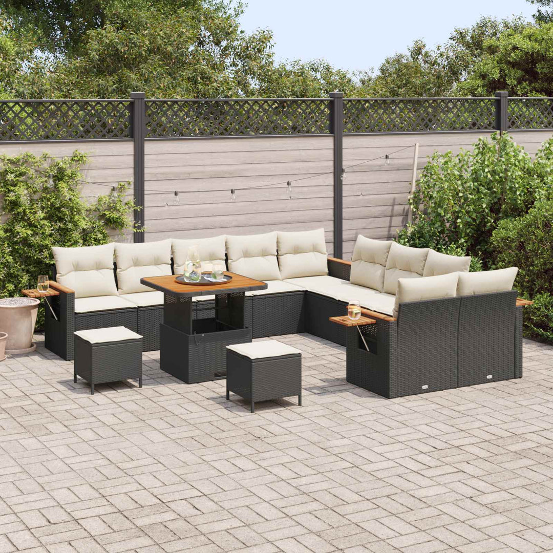 Havesofa Sæt 13 pcs Sort polyrattan