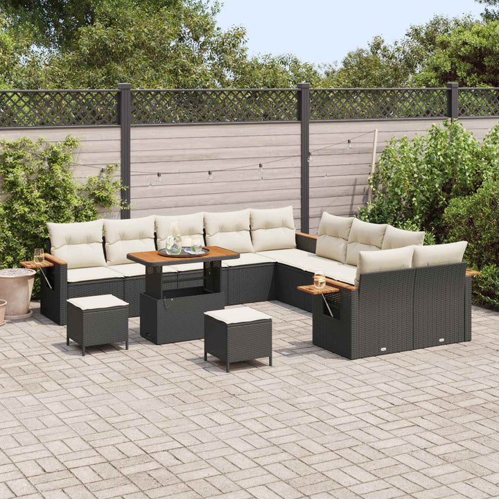 Havesofa Sæt 13 pcs Sort polyrattan
