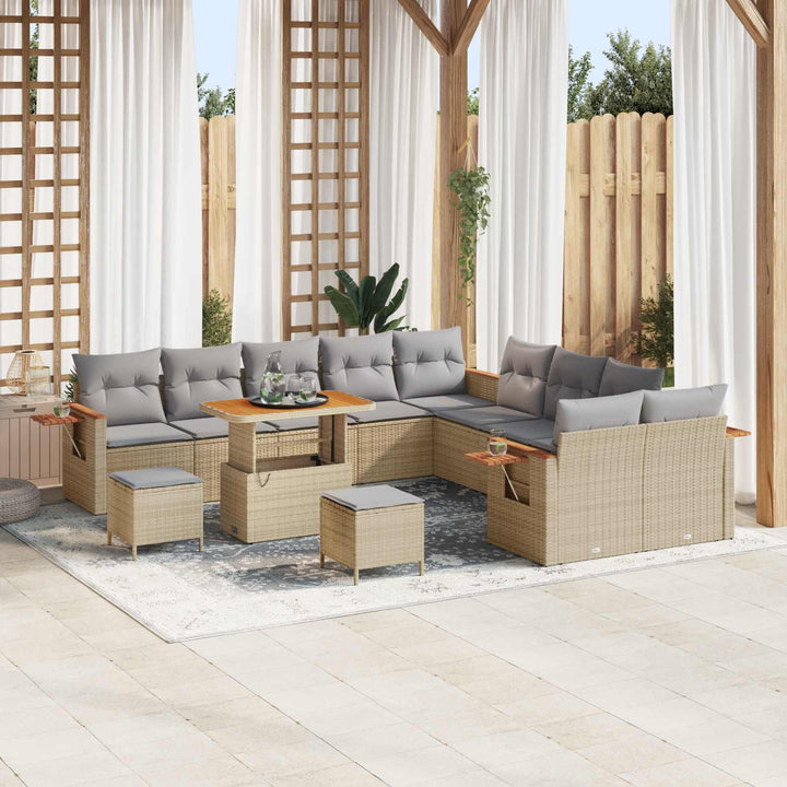 Havesofa Sæt 13 pcs Beige polyrattan