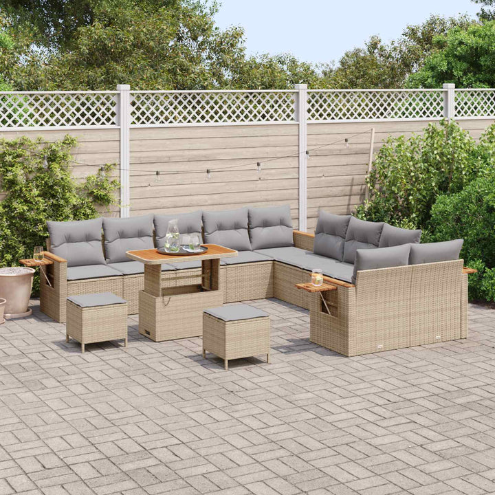 Havesofa Sæt 13 pcs Beige polyrattan