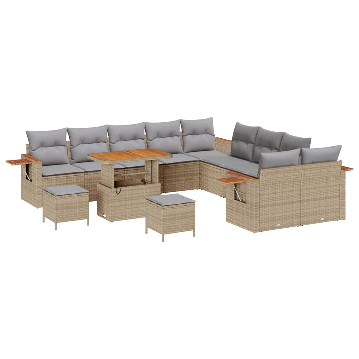 Havesofa Sæt 13 pcs Beige polyrattan