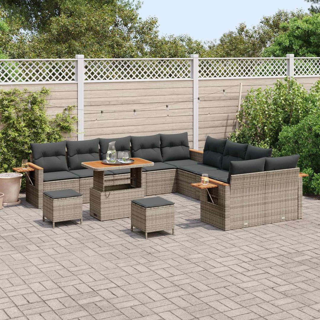 Havesofa Sæt 13 pcs Grå polyrattan