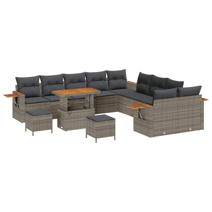 Havesofa Sæt 13 pcs Grå polyrattan