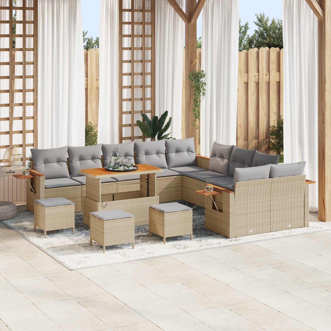 Havesofa Sæt 14 stk. Beige polyrattan