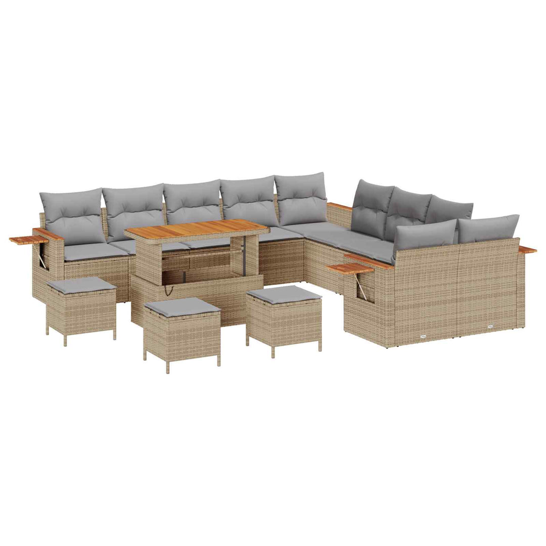 Havesofa Sæt 14 pcs Beige polyrattan