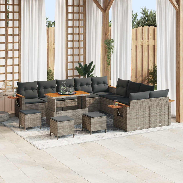 Havesofa Sæt 14 pcs Grå polyrattan
