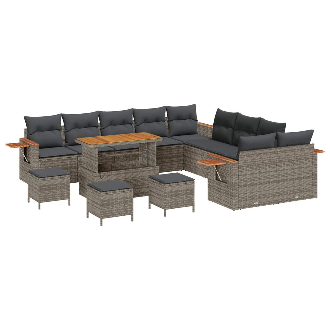 Havesofa Sæt 14 pcs Grå polyrattan