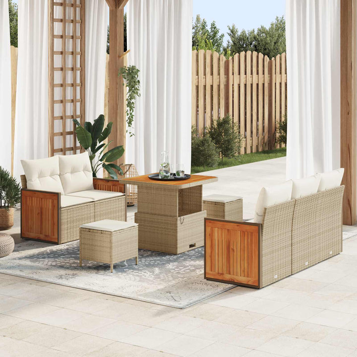 Havesofa Sæt med pude 8 pcs Beige og creme