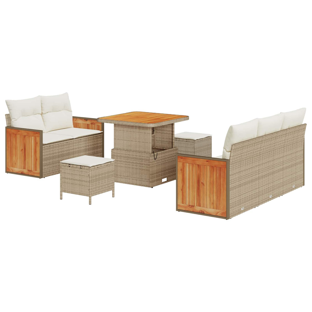 Havesofa Sæt med pude 8 pcs Beige og creme